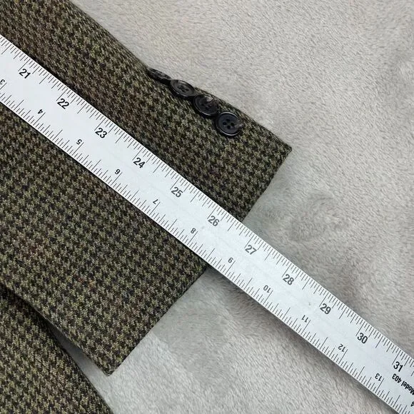 Lauren Ralph Lauren Sport Coat Blazer Men 42L Wool Brown Houndstooth‎ 2 Button